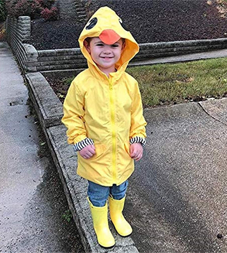 Toddler Baby Boy Girl Duck Rain Jacket Cute Cartoon Yellow Raincoat Hoodie Kids Coat Fall Winter School Outfit