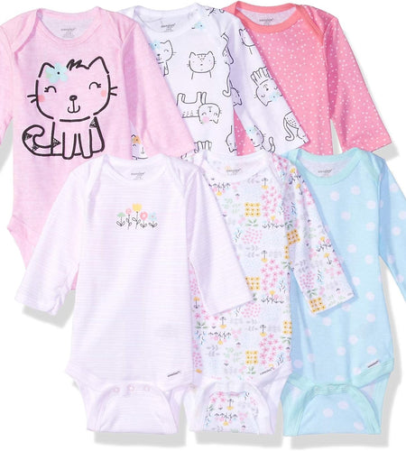 Baby-Girls 6-Pack Long Sleeve Bodysuits