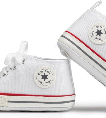 Unisex Baby Boy Girl Canvas Sneaker Soft Sole Ankle Infant First Walkers Crib Shoe