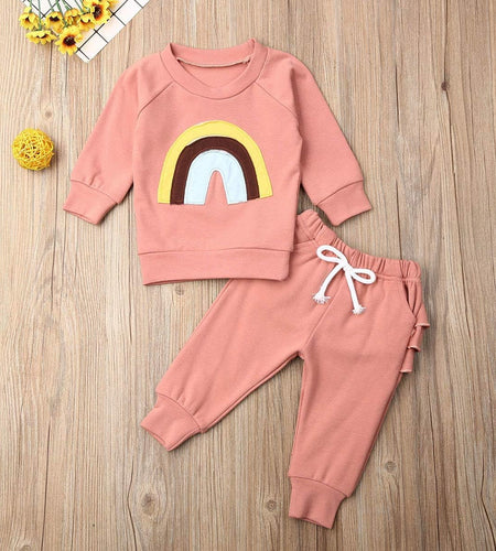 Newborn Baby Girls Clothes Cotton Suit Cute Baby Kid Infant Toddler Play Wear Rainbow Outfits